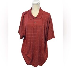 Geoffrey Beene Maroon Checkered Polo Shirt XXL